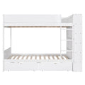 Full Over Full Bunk Bed With 2 Drawers And Multi Layer Cabinet, White White Solid Wood Mdf