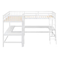 Wood Twin Size L Shaped Loft Bed With Ladder And 2 Built In L Shaped Desks, White Box Spring Not Required Twin White Wood Bedroom Solid Wood Mdf