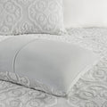 3 Piece Tufted Woven Medallion Duvet Cover Set Grey White Polyester