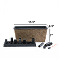 2 Pack Smart Self Watering Rectangle Planter For Indoor And Outdoor Hand Woven Wicker Brown Brown Plastic Rattan