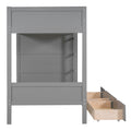 Twin Over Twin Bunk Bed With 2 Drawers And Multi Layer Cabinet, Gray Gray Solid Wood Mdf