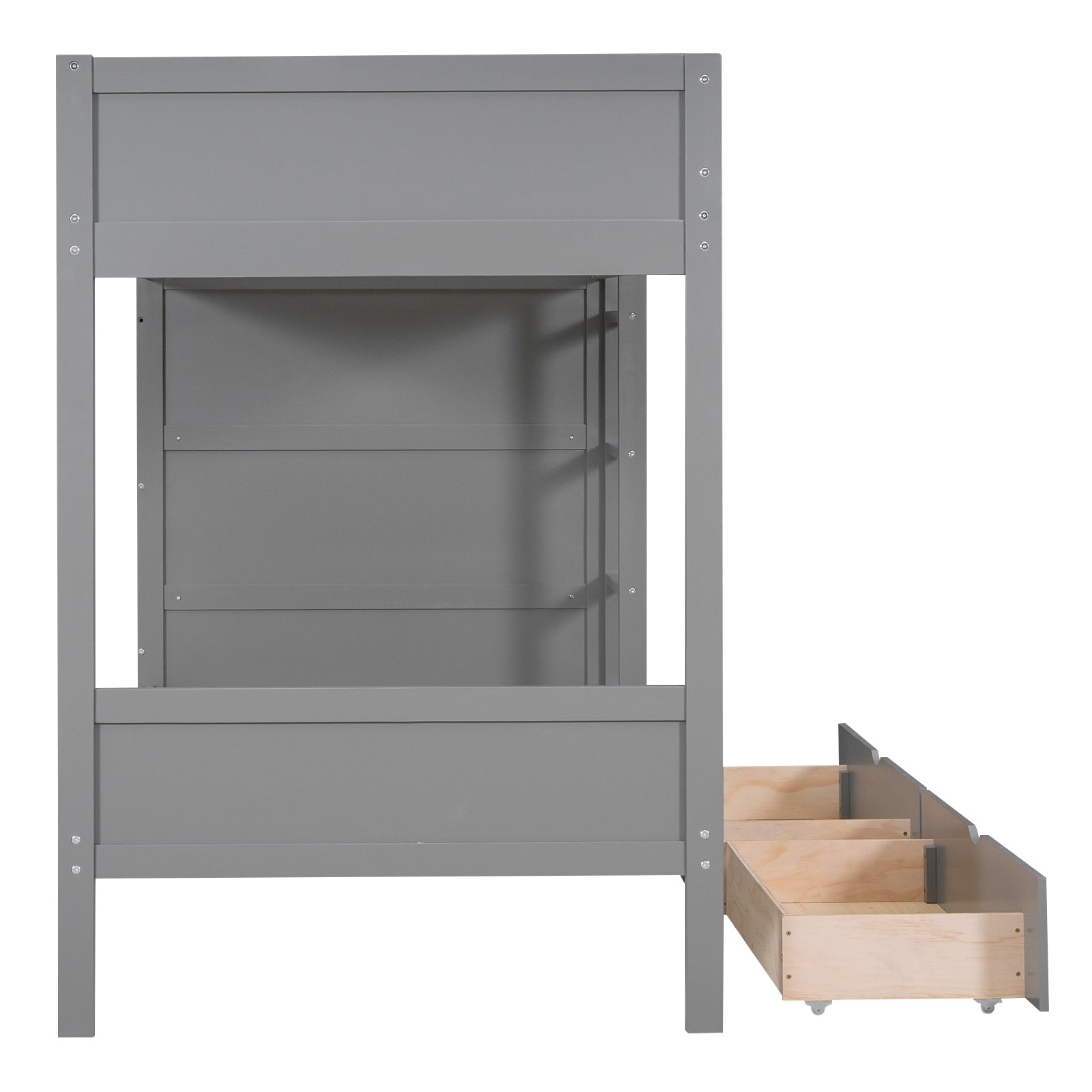 Twin Over Twin Bunk Bed With 2 Drawers And Multi Layer Cabinet, Gray Gray Solid Wood Mdf