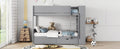 Twin Over Twin Bunk Bed With 2 Drawers And Multi Layer Cabinet, Gray Gray Solid Wood Mdf