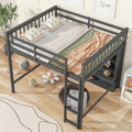 Full Size Loft Bed With 8 Open Storage Shelves And Built In Ladder, Gray Gray Solid Wood Mdf