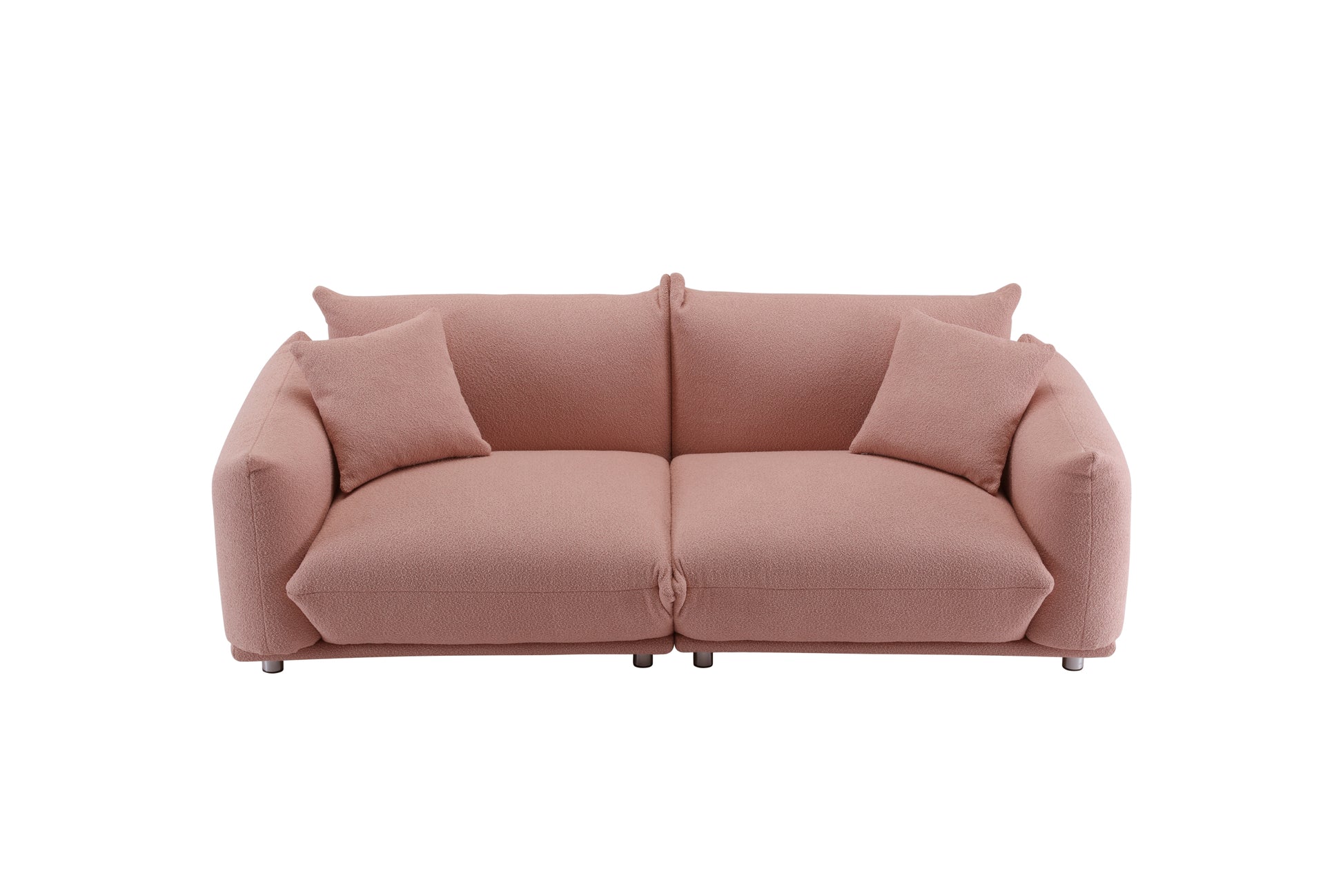 Oversized Loveseat Sofa For Living Room, Sherpa Sofa With Metal Legs, 3 Seater Sofa, Solid Wood Frame Couch With 2 Pillows, For Apartment Office Living Room Pink Pink Wood Primary Living Space Medium Soft Heavy Duty Eucalyptus Foam Fabric 2 Seat