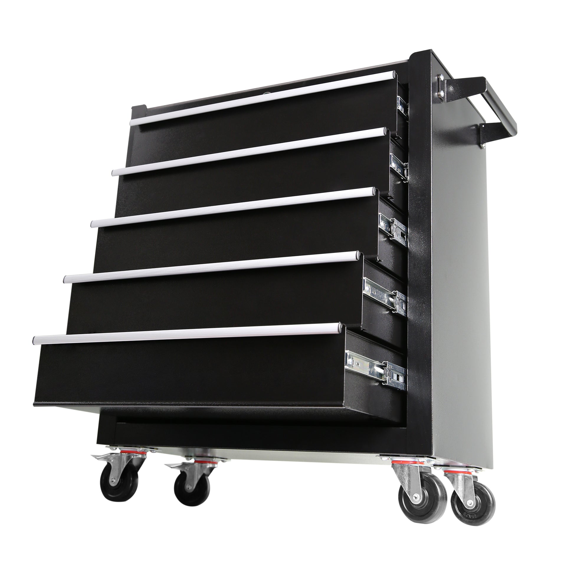 5 Drawers Rolling Tool Chest Cabinet With Wheels, Tool Storage Cabinet And Tool Box Organizer For Garage Warehouse Workshop, Black Black Steel