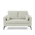 Loveseat Living Room Sofa,With Square Arms And Tight Back, With Two Small Pillows,Corduroy Beige Beige Foam
