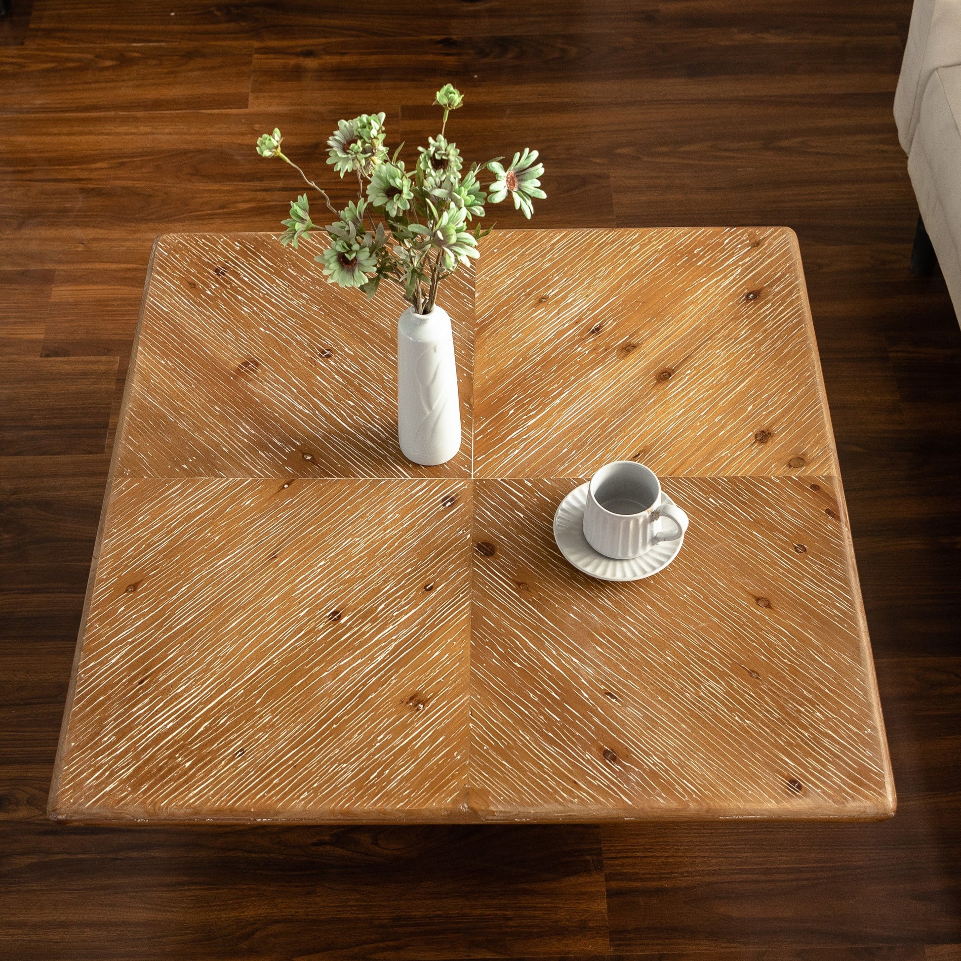 35.43"Vintage Style Ladder Shaped Coffee Table, For Office, Dining Room And Living Room,Brown Brown Solid Wood Mdf