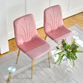 Modern Simple Light Luxury Dining Pink Chair Home Bedroom Stool Back Dressing Chair Student Desk Chair Gold Metal Legs Set Of 4 Pink Metal