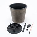 13 In.Gray Wicker Self Watering Planter Gray Plastic Rattan