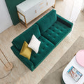 70'' Modern Button Tufted Sofa With 2 Throw Pillows For Living Room,Emerald Emerald Velvet 2 Seat