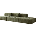 Wks3 Piano Key Combination Sofa, 2 Single Seats Plus 1 Luxury Cloth Sofa, Green Green Fabric 4 Seat