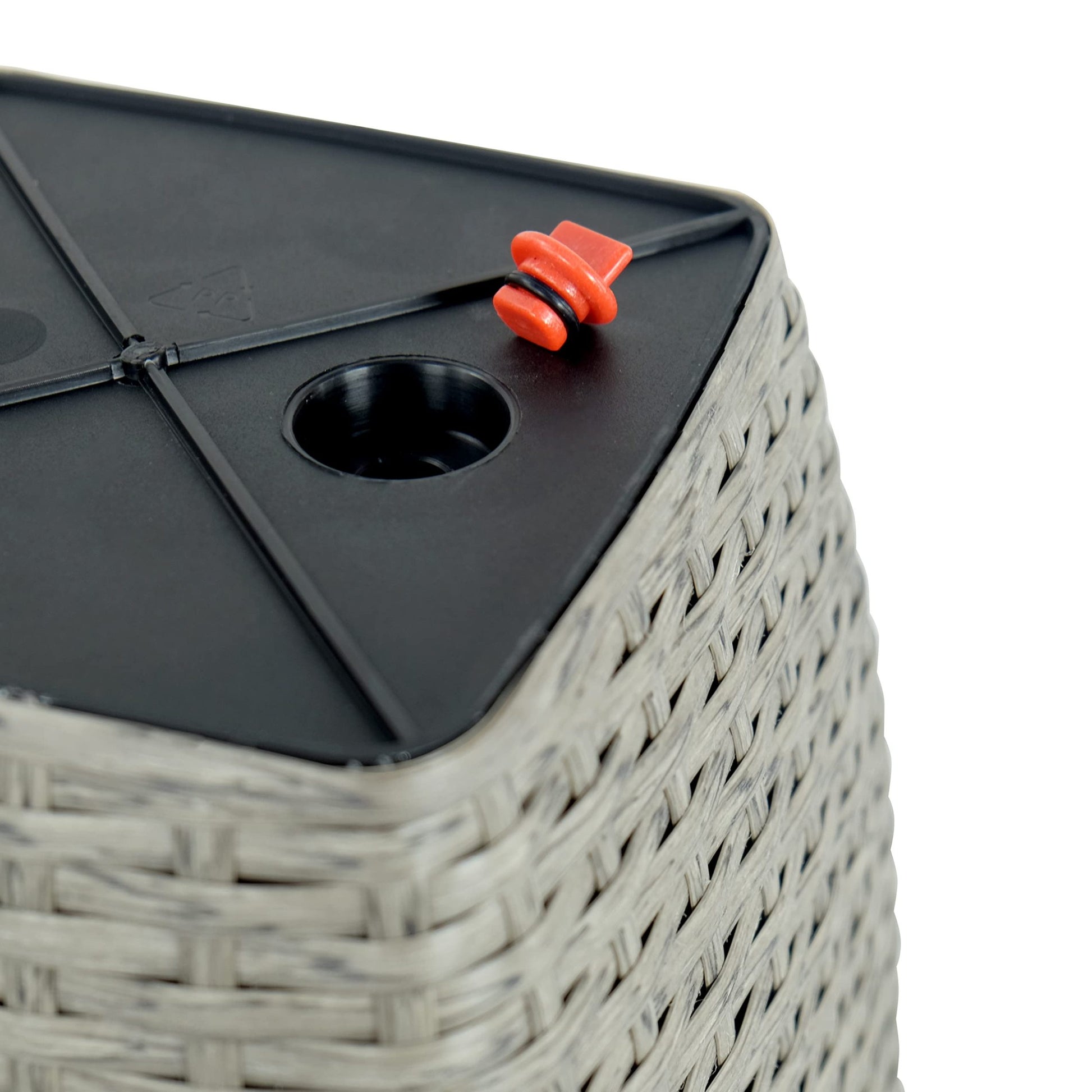 2 Pack Self Watering Planter Hand Woven Wicker Thin Square Gray Plastic Rattan