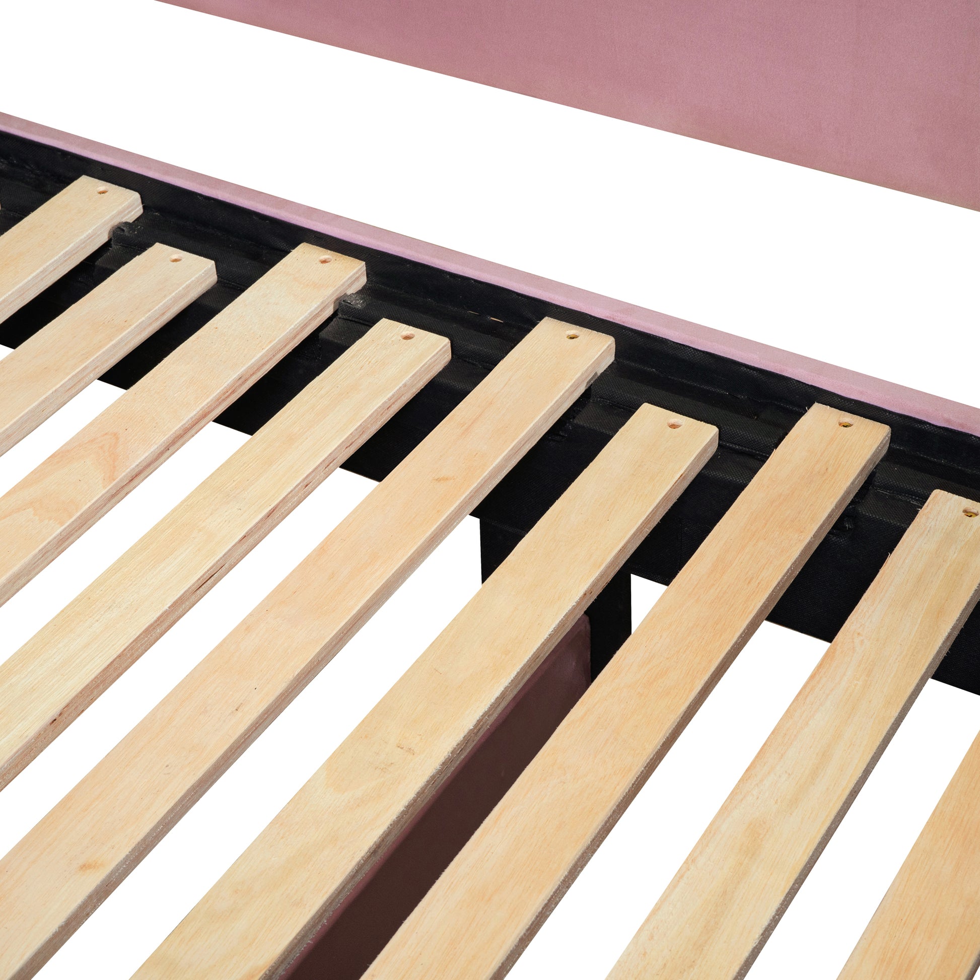 Twin Size Upholstered Daybed With Cloud Shaped Backrest, Trundle & 2 Drawers And Usb Ports, Pink Pink Velvet