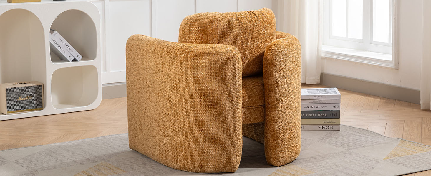 Mid Century Modern Barrel Accent Chair Armchair For Living Room, Bedroom, Guest Room,Office, Pumpkin Orange Pumpkin Orange Upholstered