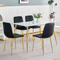 Modern Simple Light Luxury Dining Black Chair Home Bedroom Stool Back Dressing Chair Student Desk Chair Gold Metal Legs Set Of 4 Black Metal