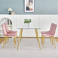 Modern Simple Light Luxury Dining Pink Chair Home Bedroom Stool Back Dressing Chair Student Desk Chair Gold Metal Legs Set Of 4 Pink Metal