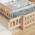Full House Shaped Headboard Floor Bed With Fence,Natural Full Natural Wood Bedroom American Design Pine Bed Frame Pine