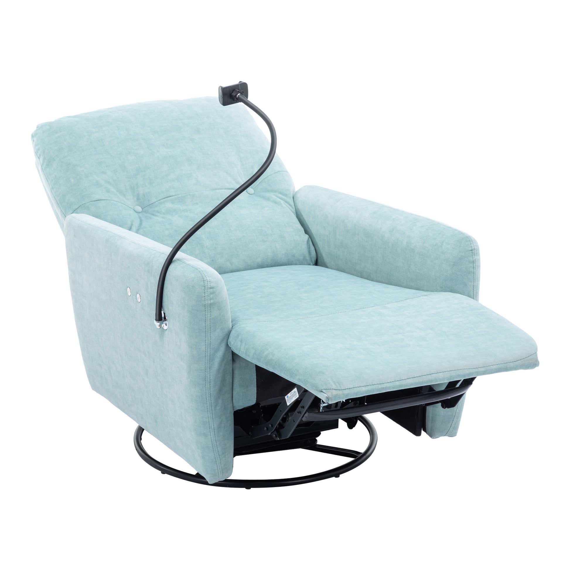 270 Degree Swivel Electric Recliner Home Theater Seating Single Reclining Sofa Rocking Motion Recliner With A Phone Holder For Living Room, Blue Blue Foam Polyester