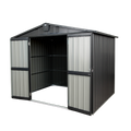 Outdoor Storage Shed 8.2'X 6.2', Metal Garden Shed For Bike, Trash Can, Galvanized Steel Outdoor Storage Cabinet With Lockable Door For Backyard, Patio, Lawn 8.2X6.2Ft, Black Black Metal
