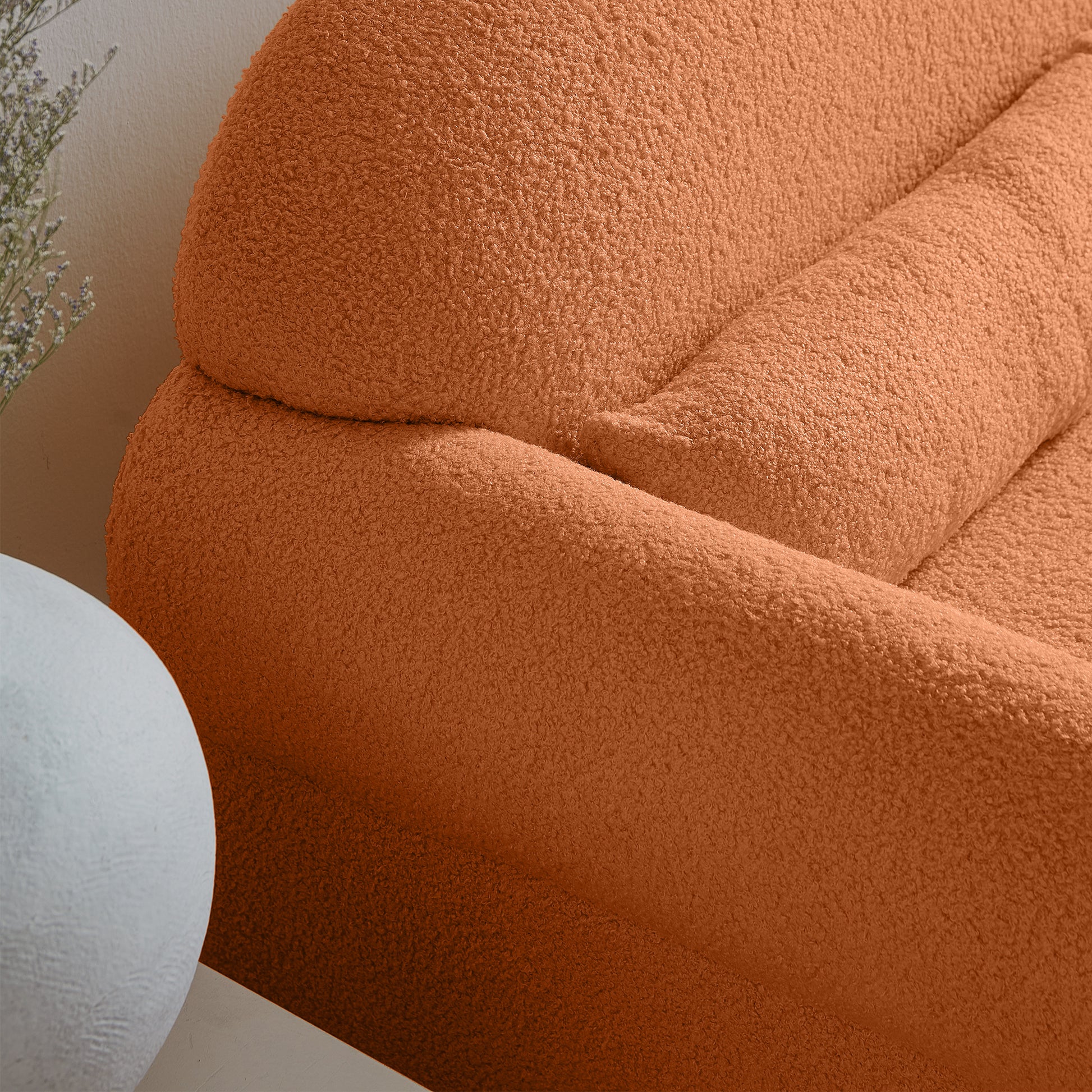 2 Piece Set Sofa Couch,Modern Teddy Fabric Seat & Accent Chair For Living Room Orange Foam