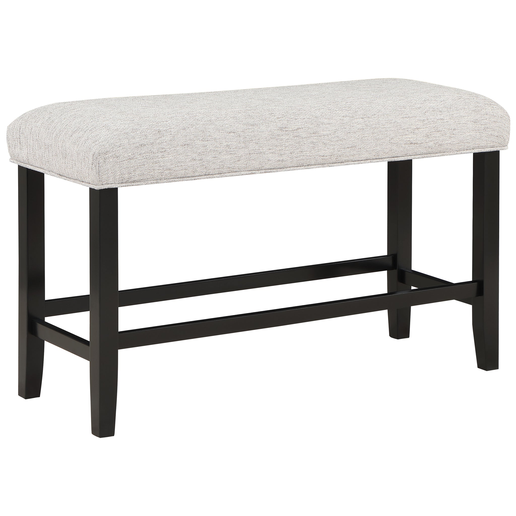 1Pc Farmhouse Contemporary Counter Height Black Finish Gray Fabric Upholstered Bench Wooden Dining Room Furniture Black Rectangular Grey Contemporary,Farmhouse Wood