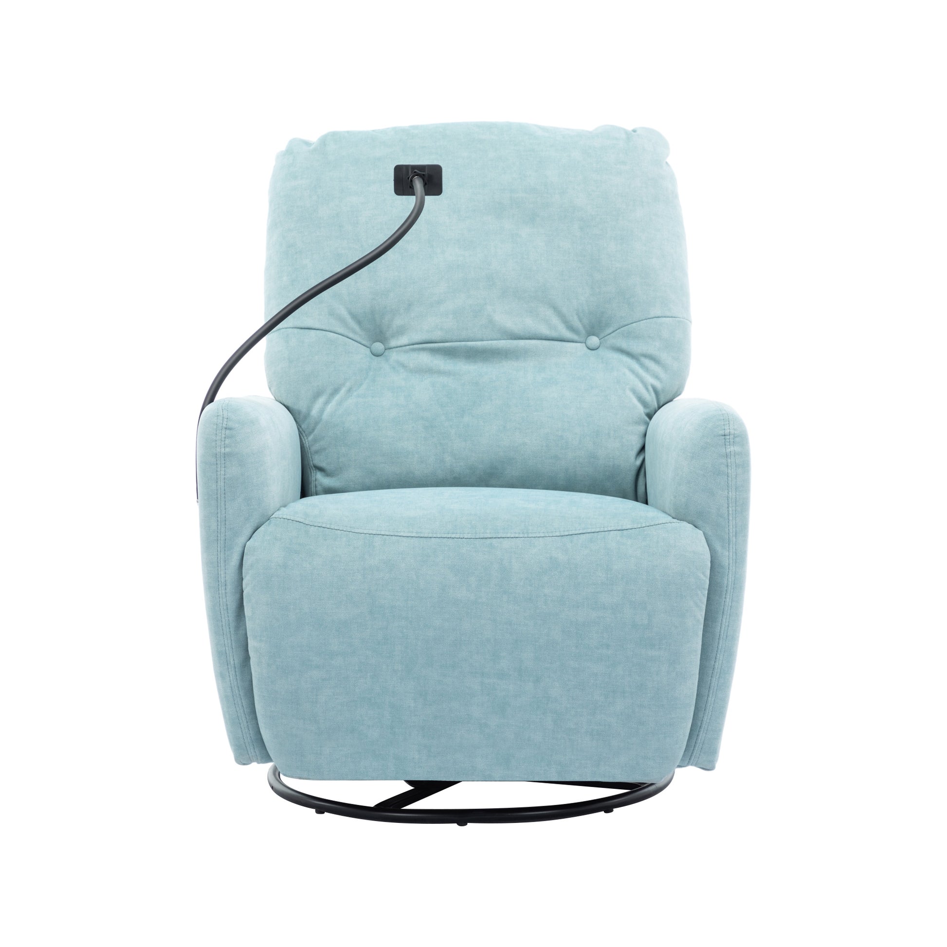 270 Degree Swivel Electric Recliner Home Theater Seating Single Reclining Sofa Rocking Motion Recliner With A Phone Holder For Living Room, Blue Blue Foam Polyester