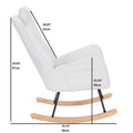 Teddy Upholstered Nursery Rocking Chair For Living Room Bedroom White Teddy White Foam Metal