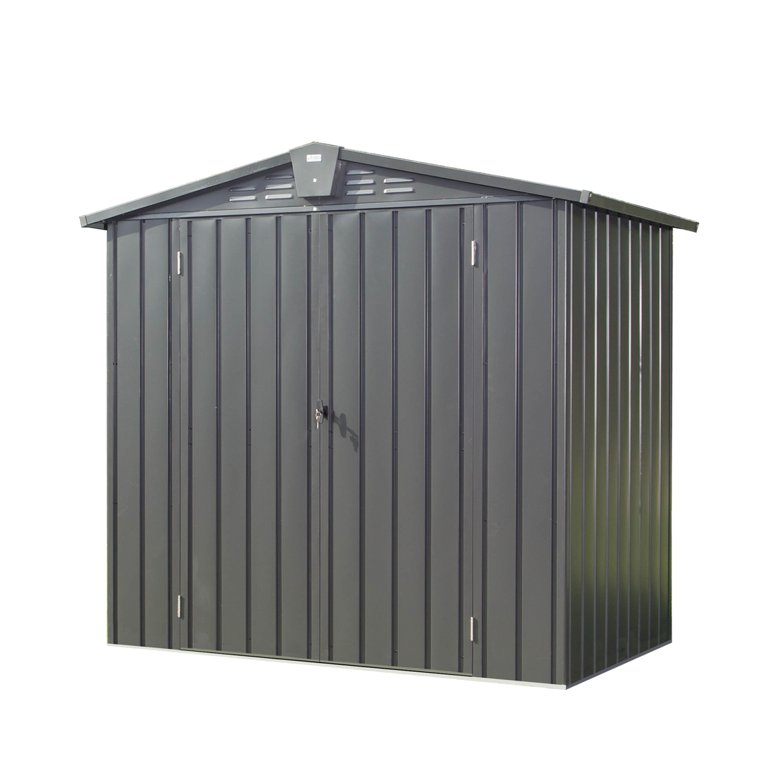 Outdoor Storage Shed 6.5'X 4.2', Metal Garden Shed For Bike, Trash Can, Tools, Lawn Mowers,Galvanized Steel Outdoor Storage Cabinet With Lockable Door For Backyard, Patio, Lawn 6.5X4.2Ft, Black Black Metal