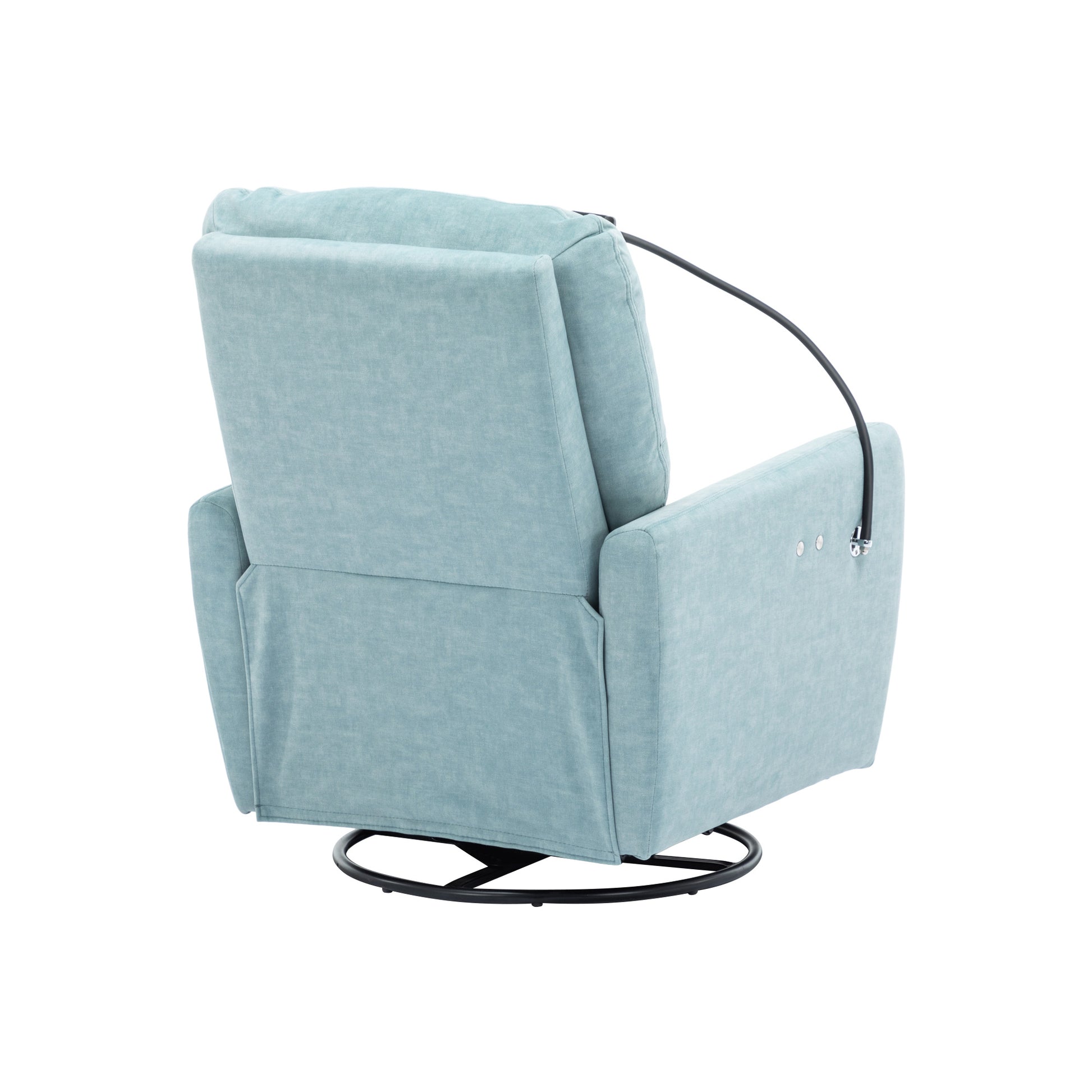 270 Degree Swivel Electric Recliner Home Theater Seating Single Reclining Sofa Rocking Motion Recliner With A Phone Holder For Living Room, Blue Blue Foam Polyester