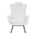 Teddy Upholstered Nursery Rocking Chair For Living Room Bedroom White Teddy White Foam Metal