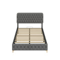 Queen Platform Bed Frame With Pneumatic Hydraulic Function, Velvet Upholstered Bed With Deep Tufted Buttons, Lift Up Storage Bed With Hidden Underbed Oversized Storage, Gray Queen Grey Velvet
