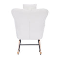 Teddy Upholstered Nursery Rocking Chair For Living Room Bedroom White Teddy White Foam Metal
