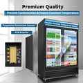 Orikool Glass Door Merchandiser Refrigerator 44.7 Cu.Ft Swing Door Commercial Display Refrigerators Merchandising Refrigeration With Led Top Panel Black Steel