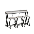 Modern Design Kitchen Dining Table, Pub Table With X Shaped Table Legs, Long Dining Table Set With 3 Stools, Easy Assemble, Gray Gray Mdf Metal