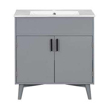Bathroom Vanity Set, Combo Cabinet, Bathroom Storage Cabinet Gray Solid Wood