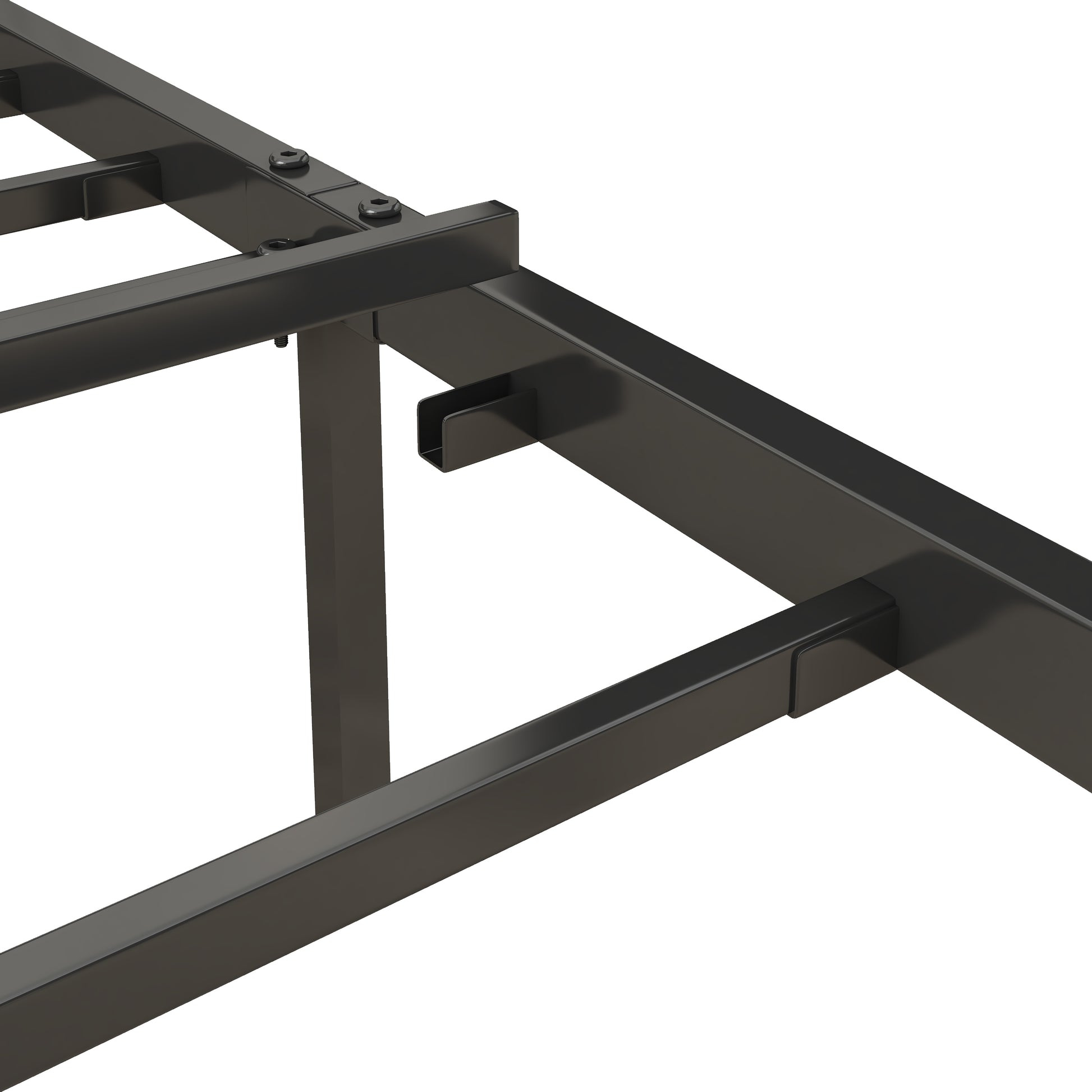 Queen Size Bed Frame With Charging Station, Upholstered Headboard, Metal Platform, Grey Box Spring Not Required Queen Light Gray Metal Bedroom American Design Bed Frame Linen Metal