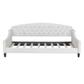 Modern Luxury Tufted Button Daybed,Twin,Beige Box Spring Not Required Twin Beige Wood Velvet Upholstered