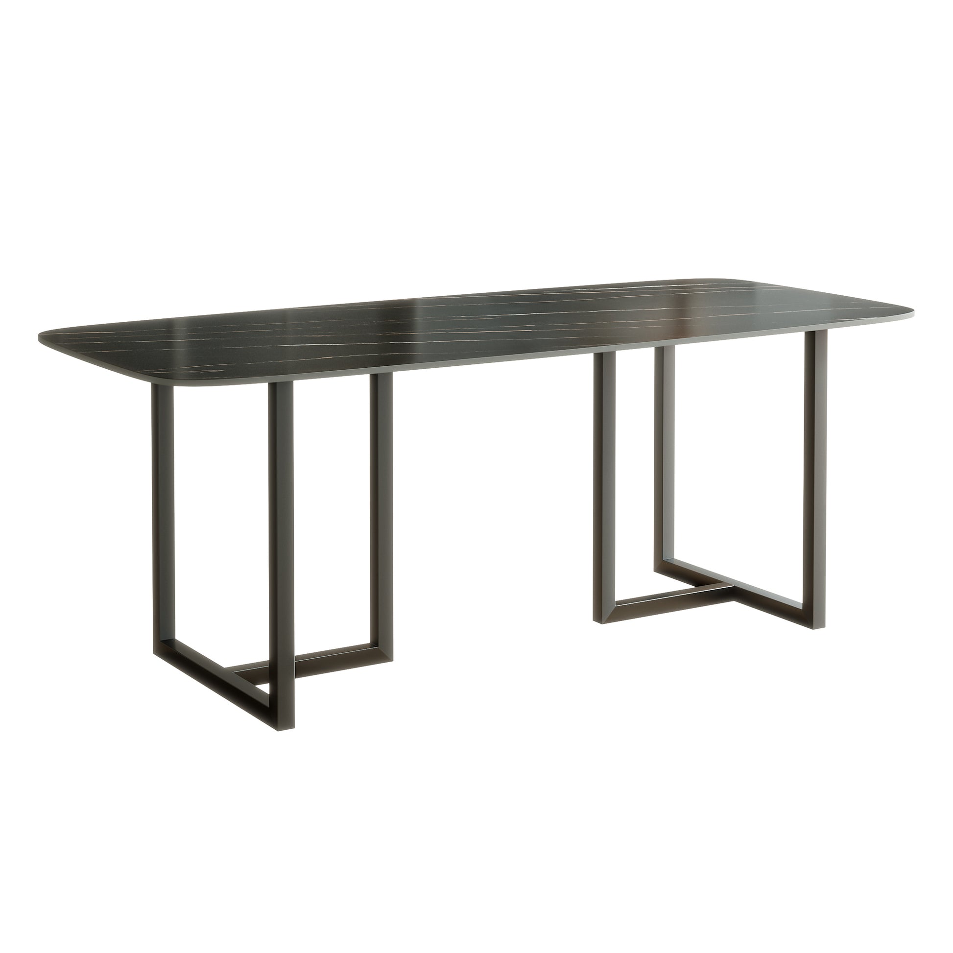 Carbon Steel Dining Table With Lauren Black Gold Stone Surface Supports Up To 64 Kg Excluding Chairs Black Gold Carbon Steel