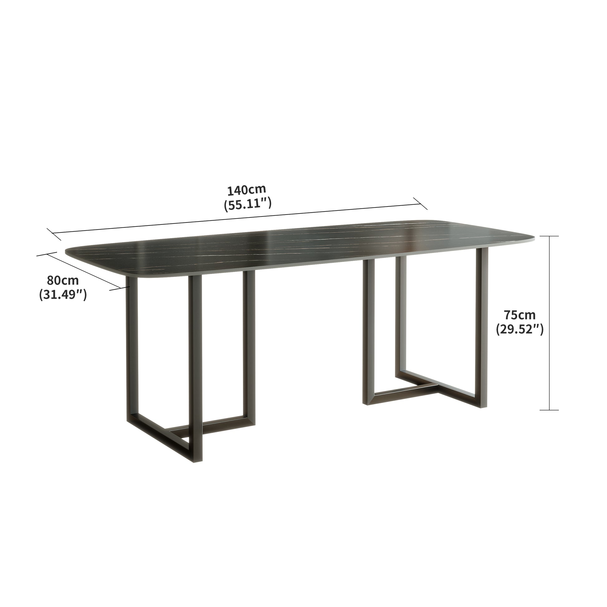 Carbon Steel Dining Table With Lauren Black Gold Stone Surface Supports Up To 64 Kg Excluding Chairs Black Gold Carbon Steel