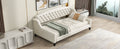 Modern Luxury Tufted Button Daybed,Twin,Beige Box Spring Not Required Twin Beige Wood Velvet Upholstered