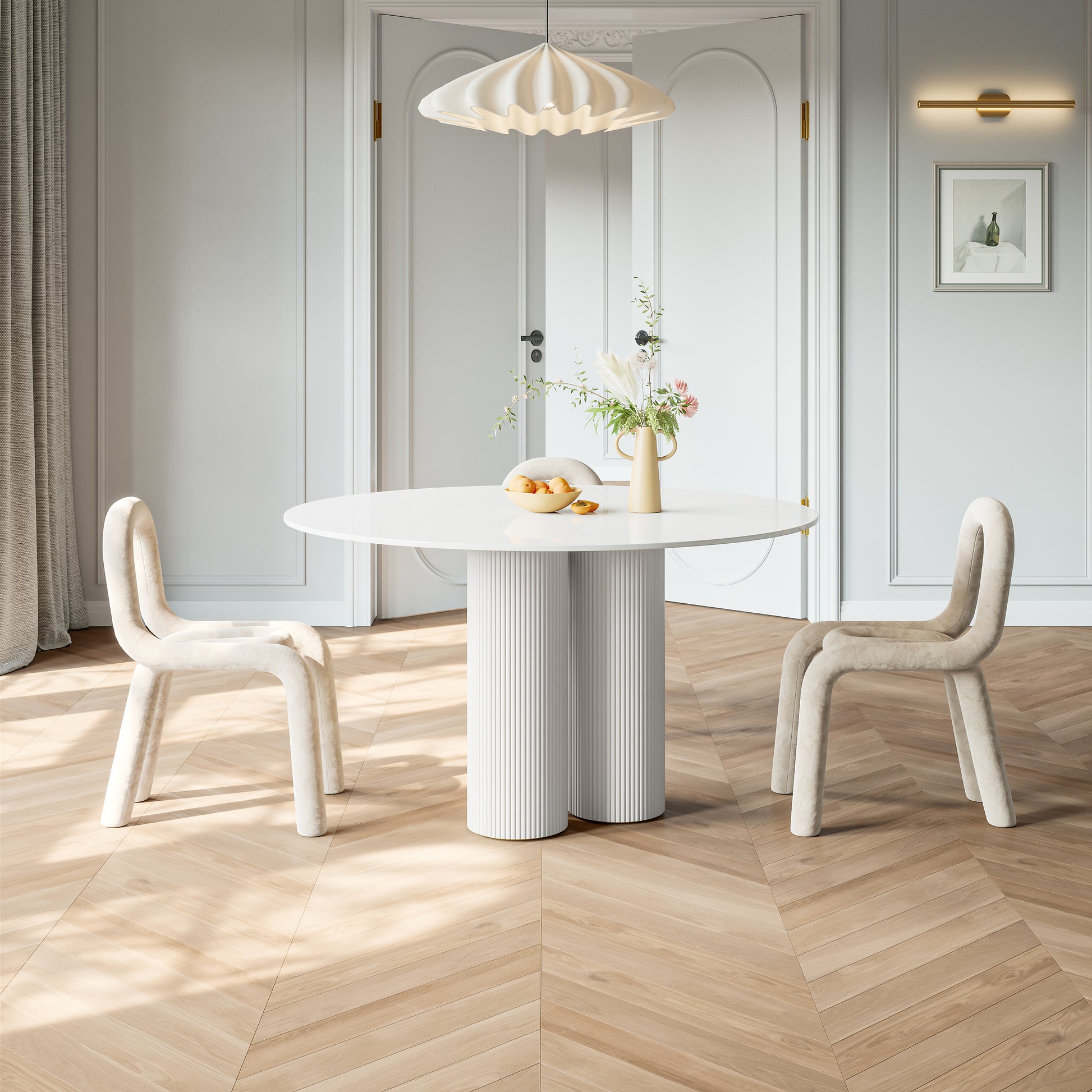 Pure White Solid Wood Rock Board With Woven Leather And Titanium Gold Supports Up To 90 Kg White Wood