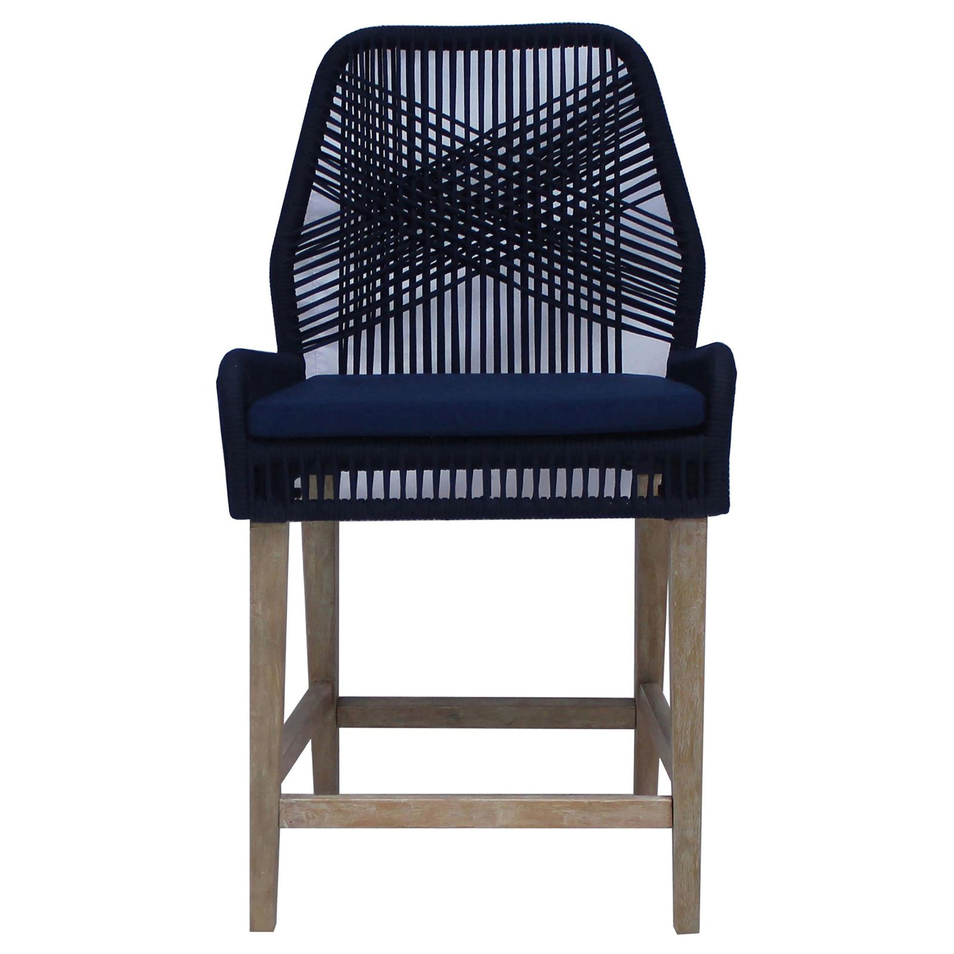 Dark Blue And Weathered Wash Counter Height Stools Set Of 2 Solid Blue Light Brown Dining Room Foam Wipe Clean Coastal Dining Chairs Mahogany Open Back Woven Rope
