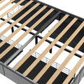 Queen Size Bed Frame With Led, 4 Under Bed Portable Storage Drawers, Wings Headboard Design, Light Grey Box Spring Not Required Queen Light Grey Metal Bedroom Bed Frame Upholstered Linen Upholstered