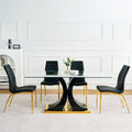 Modern Style Glass Table, Elegant Transparent Design, Durable Support Base, Solid, Selected Materials Made Of Furniture Display Fashion, Suitable For The Living Room Set Of 1 Black Gold Tempered Glass