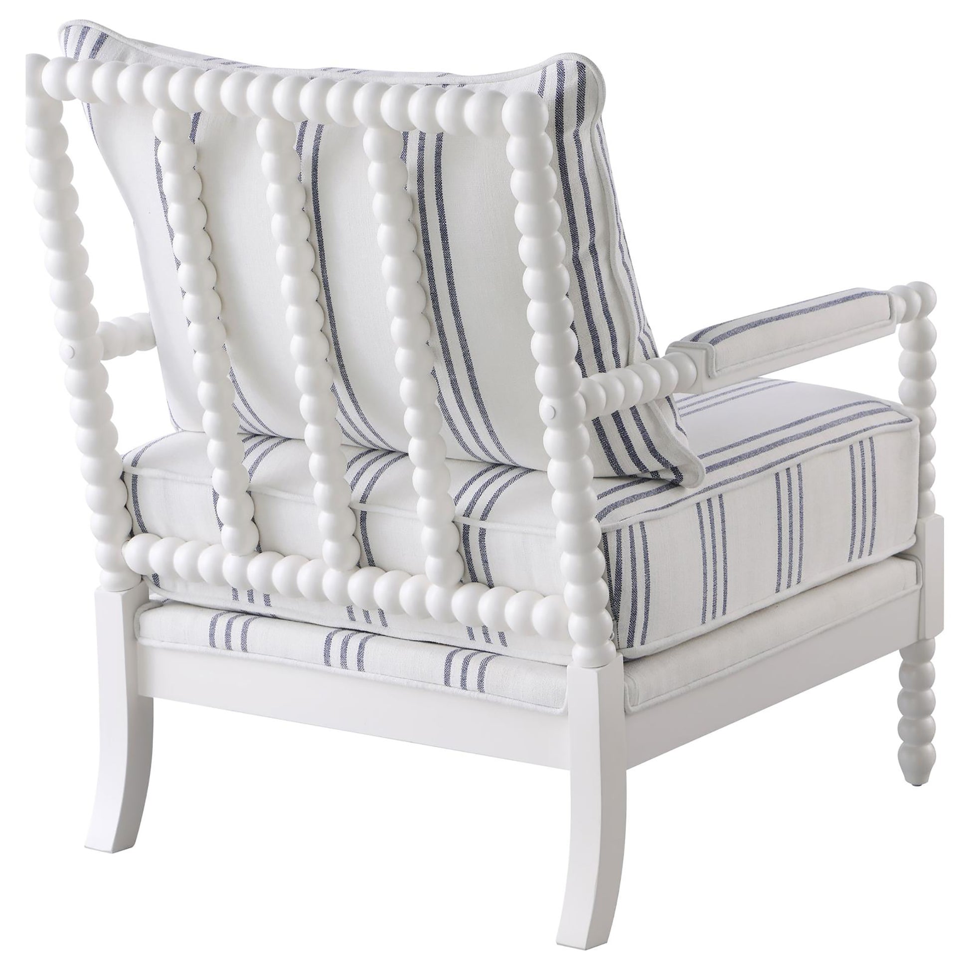 White And Navy Upholstered Stripe Accent Chair White White Primary Living Space Traditional Foam Fabric