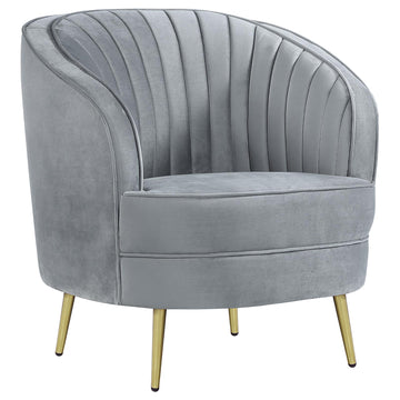 Grey And Gold Upholstered Tufted Chair Grey Primary Living Space Contemporary,Modern Eucalyptus Foam Velvet