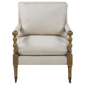 Beige Wooden Accent Chair With Turned Legs Beige Light Brown Primary Living Space Traditional Rubberwood Foam Fabric
