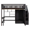 Full Size Loft Bed With Bookshelf,Drawers,Desk,And Wardrobe Espresso Full Espresso Solid Wood