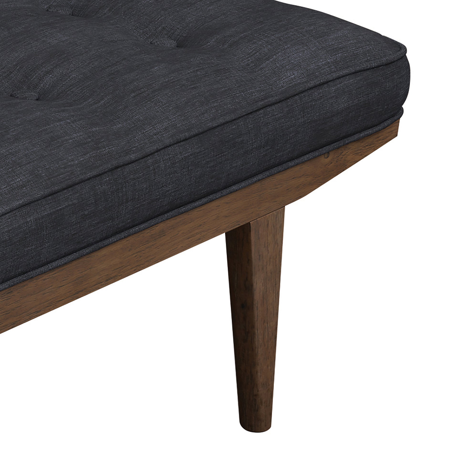 Grey And Oak Tufted Bench Grey Brown Primary Living Space Polyester Rectangular Grey Mid Century Modern Rubberwood Wood Foam Fabric